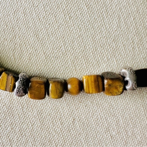 Handmade Vintage Tiger Eye & Onyx Necklace and Pendant 925 Silver - Picture 4 of 8